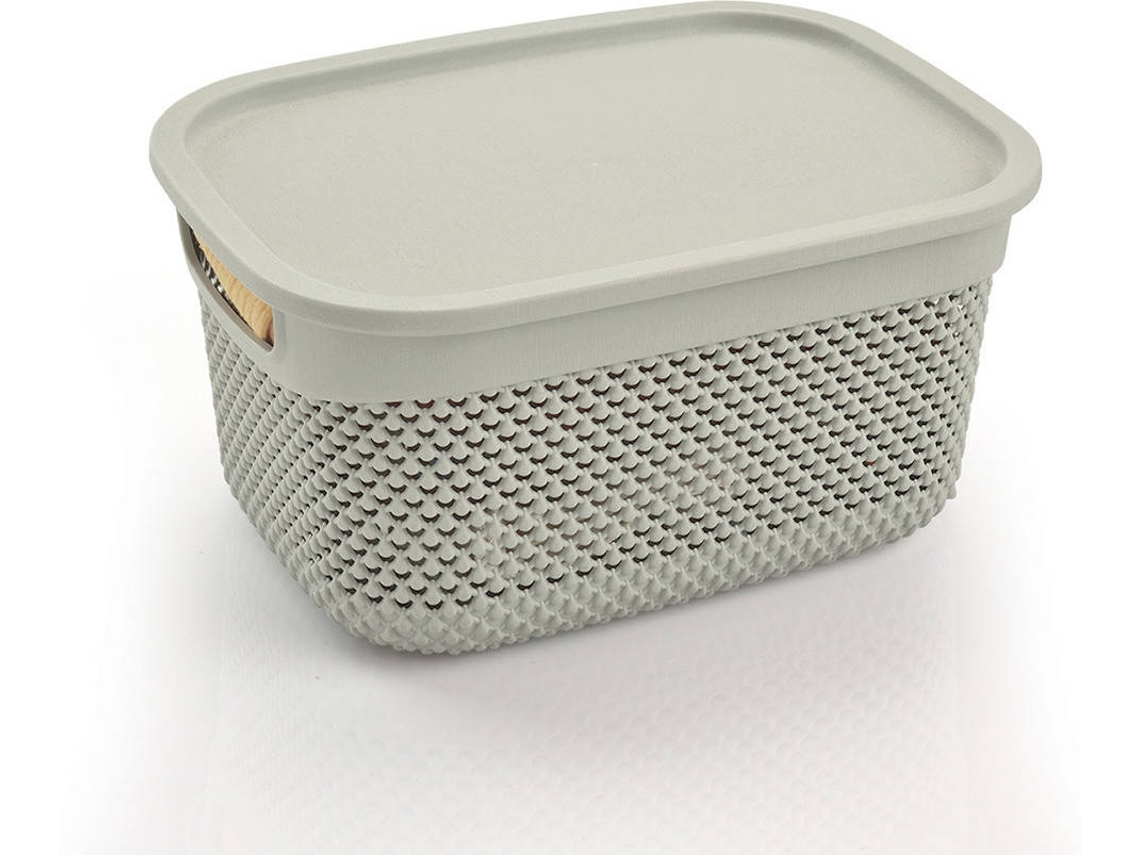 Cesta Mediana Rectangular 7h HOUSE con Tapa Gris 6,6 Litros