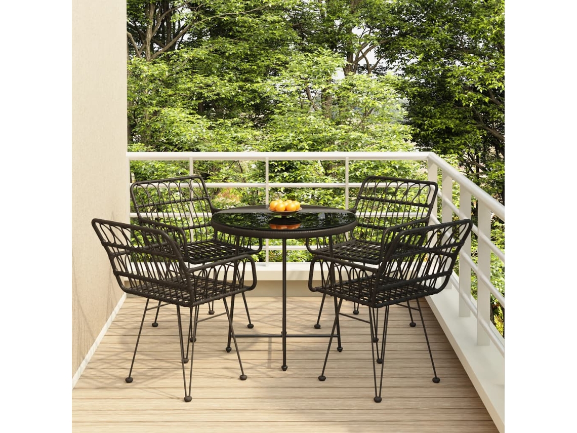 Juego de comedor de jardín DKD Home Decor de 10 piezas en mimbre negro