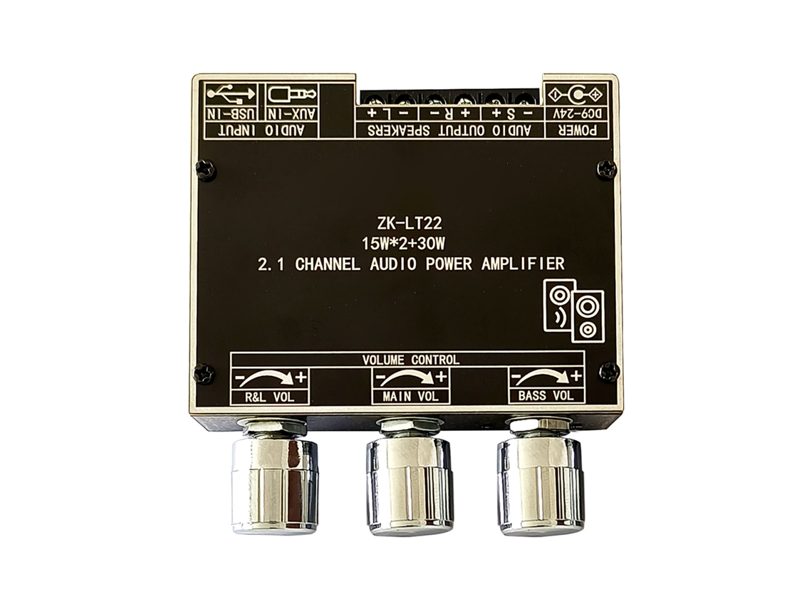 Módulo Amplificador De Áudio 2.1 Canais Com Bluetooth E Sintonização Contínua Painel Placa Amplificadora De Áudio