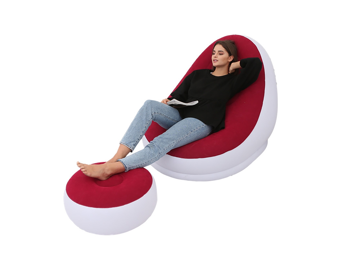 Silla Inflable Plegable De Pvc Con Patas Y Colchón De Aire Para Acampar Y Viajar Al Aire Libre - Rojo