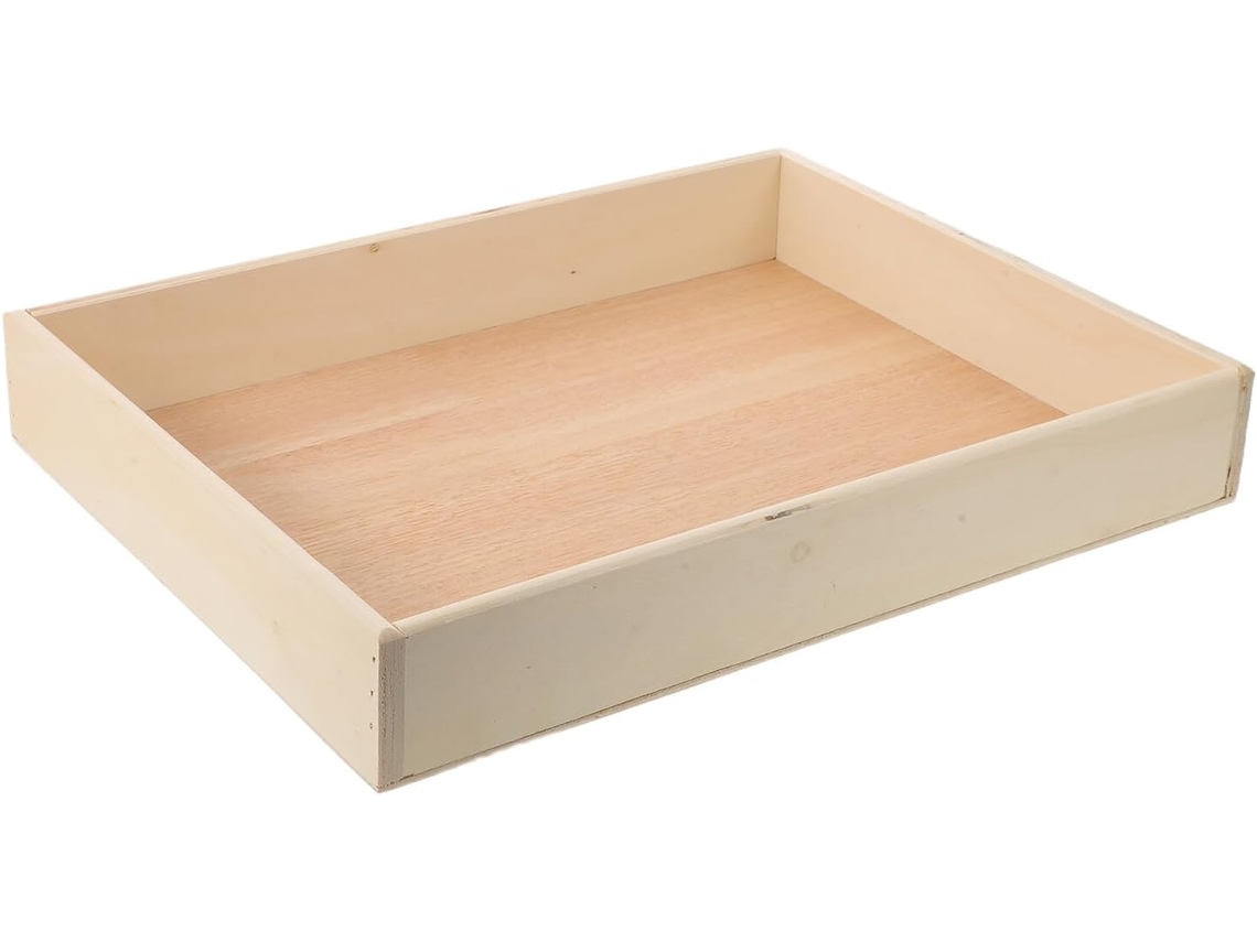 Bandeja decorativa de madera natural, 40 x 30,6 cm, estilo jardín zen japonés, mini
