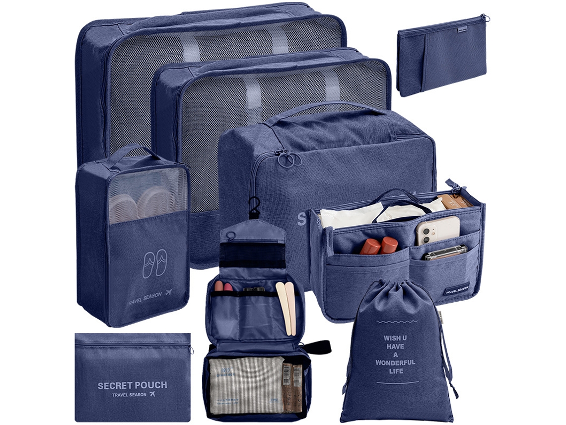 Conjunto De Bolsas Organizadoras Para Malas, Pacote Com 9 Chrui (azul Marinho)