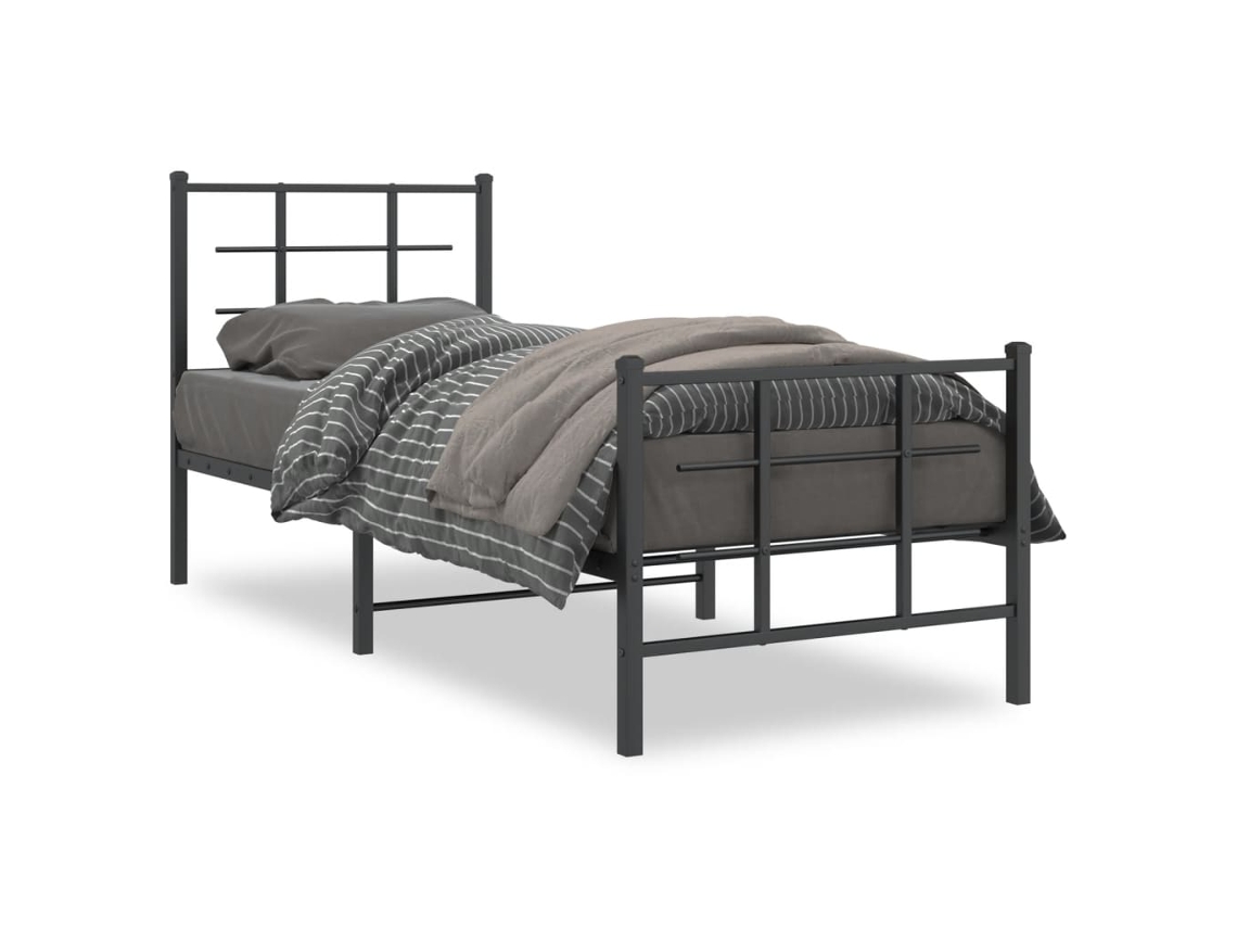Maison Exclusive - Estructura Cama Sin Colchón Con Estribo Metal Negro 75x190 Cm