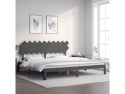 Estructura De Cama Con Cabecero Madera Maciza Gris 200x200 Cm