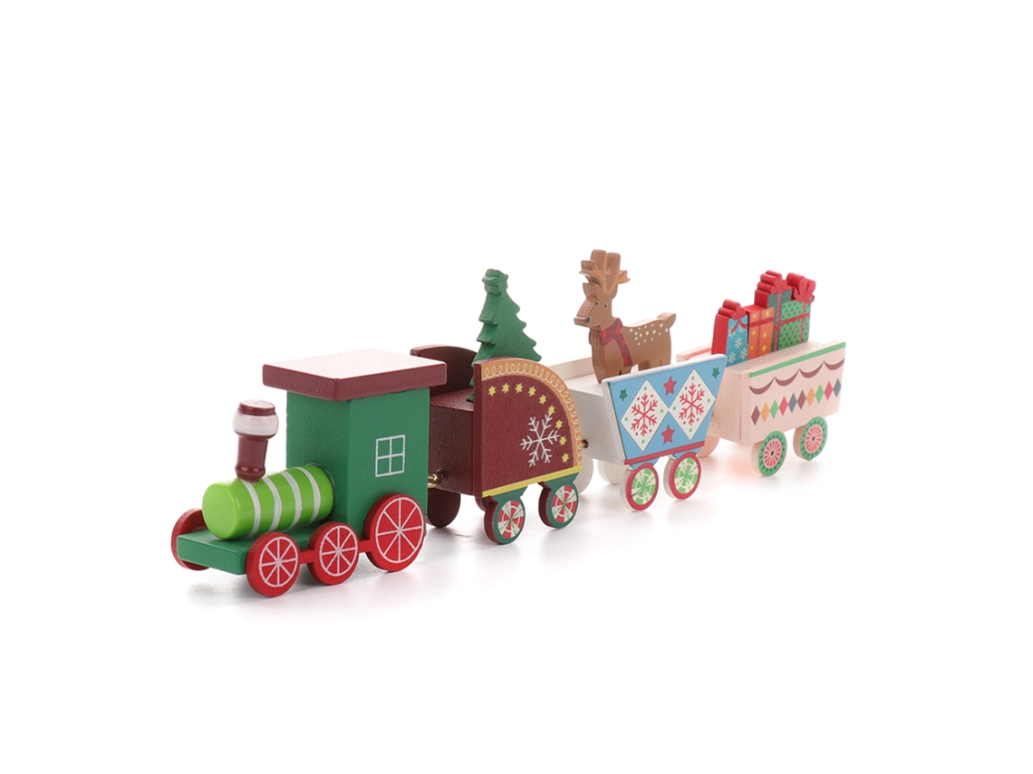 Oso de mesa decorativo con forma de tren navideño rojo Worten
