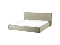 Cama doble Beliani Lestre en lino verde 221x221x95
