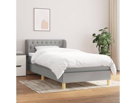 vidaXL Cama con somier y colchón 90x200 cm tela gris claro