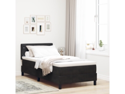 Cama Box Spring Con Colchón Terciopelo Negro 100x200 Cm