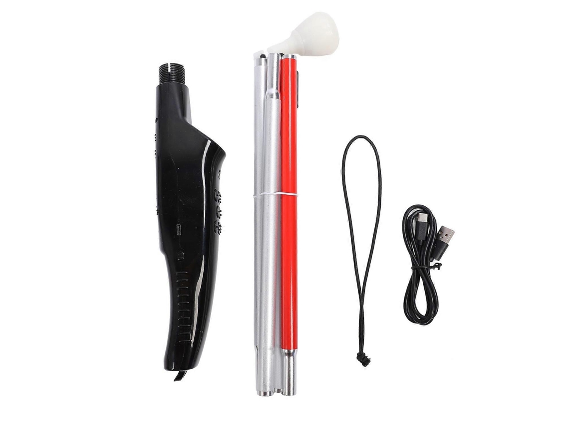 Bastón plegable con guía de voz electrónica, rojo reflectante, bastón para evitar obstáculos para personas ciegas