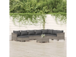 Conjunto de jardín de 9 piezas con cojines, ratán gris, DKD Home Decor
