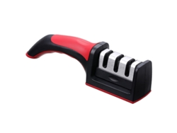 Afilador De Cuchillos Manual De Acero Inoxidable Con 3 Ranuras Para Cocina Doméstica O Profesional - Rojo