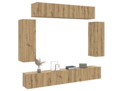 Juego de 6 muebles de pared para TV de madera de roble artesanal Wsd882598 Lovely Home