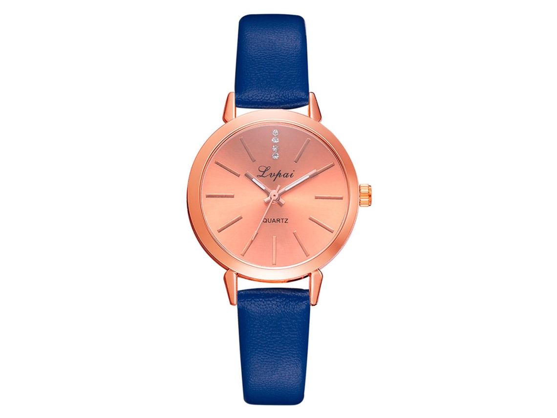 Reloj De Cuarzo Informal Para Mujer Lvpai Con Diamantes De Imitación, Correa De Aleación De Pu, Azul