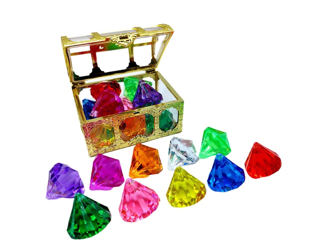 Gemas de diamantes acrílicos para jugar en la piscina, juego de buceo con gemas submarinas para la búsqueda del tesoro pirata, B