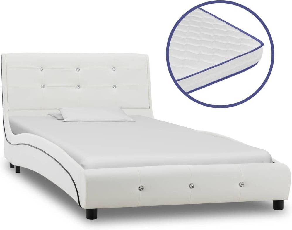Cama + Colchón VIDAXL espuma memoria 90x200 cm cuero artificial blanco (Compatible con Colchón: 90x200 cm)