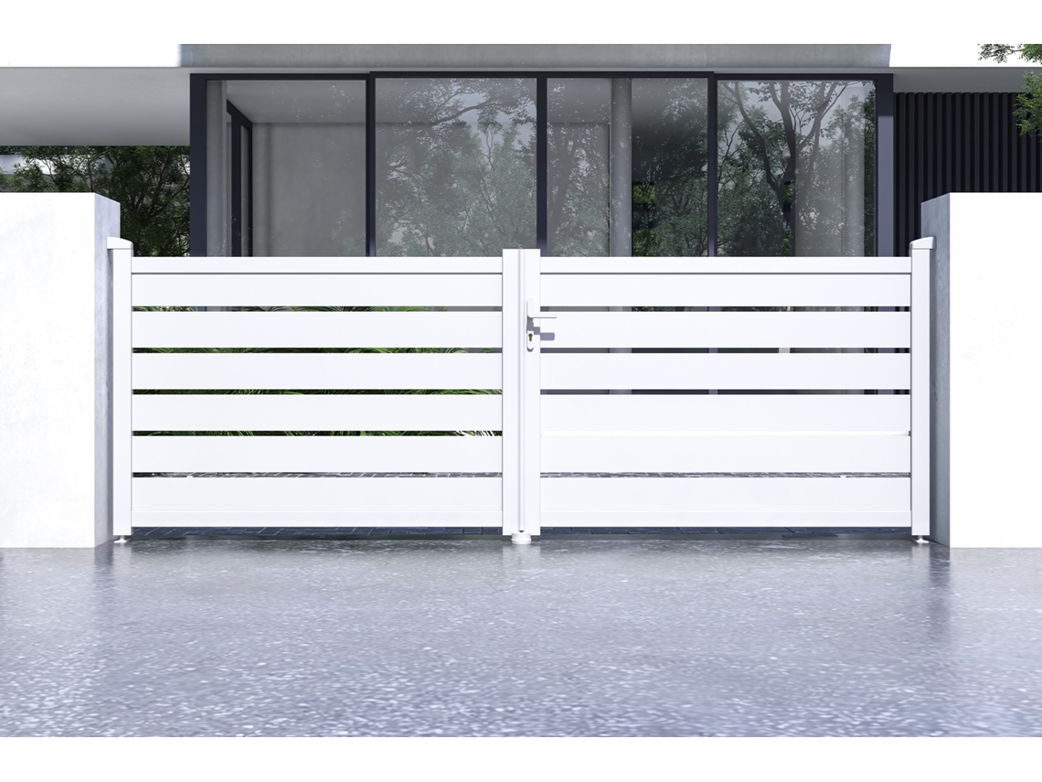 Puerta abatible 3,5m VOGEL h.120 aluminio blanco