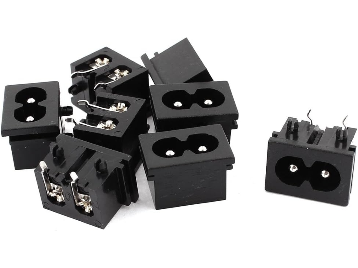 Conector Enchufable Iec320 C8 De 250 V Ca Y 2,5 A Para Montaje En Pcb, Color Negro, 8 Unidades