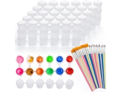 60 Botes De Pintura Con Tapa Y 20 Pinceles, 0,3 Oz, Envases Vacíos