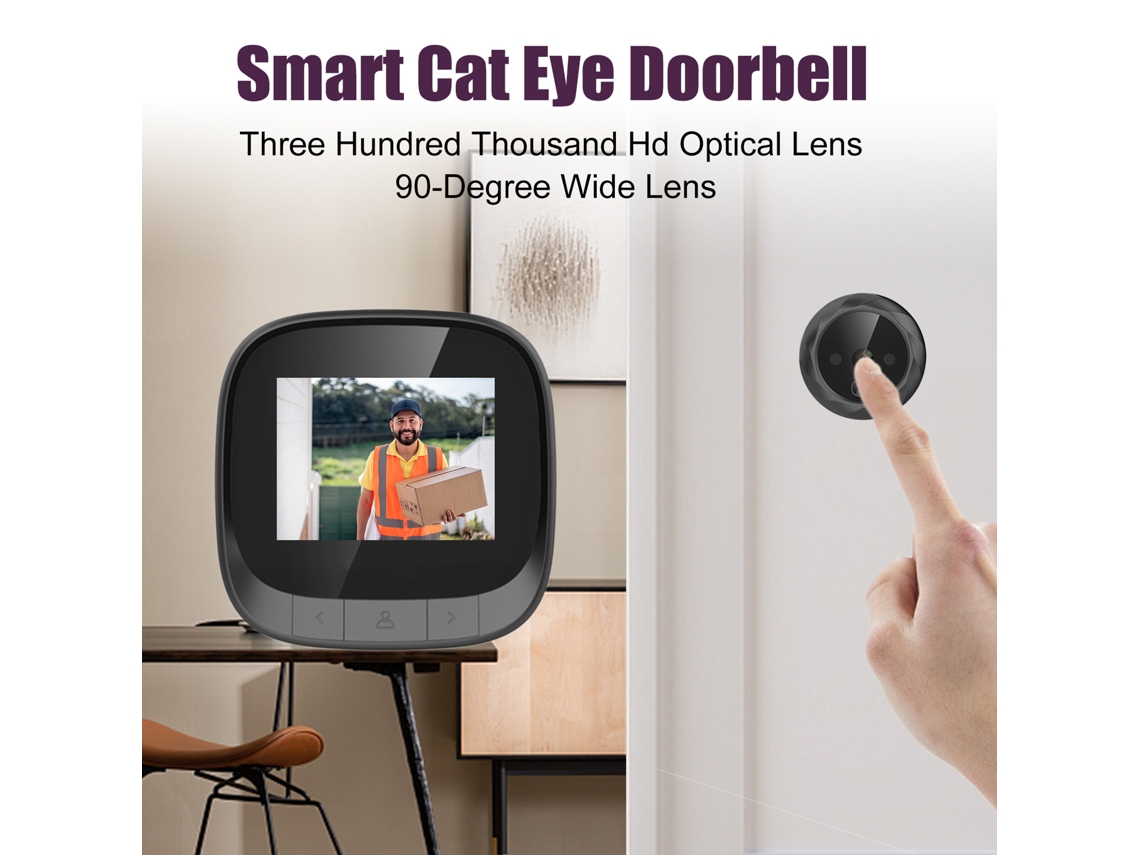 Timbre Inteligente Con Visión Nocturna Y Cámara Tipo Ojo De Gato Para Seguridad Del Hogar (con Batería)
