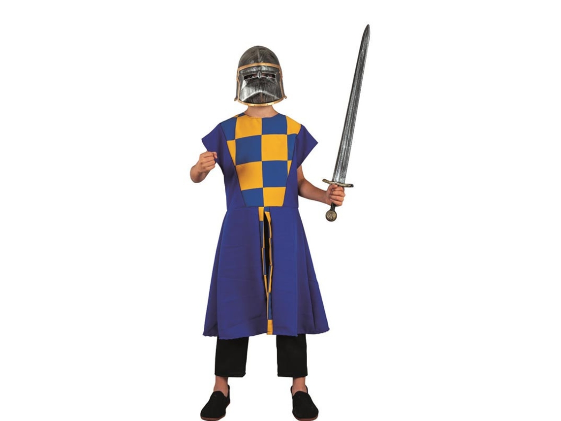 Disfraz o Sobrevesta Medieval azul a cuadros para niño
