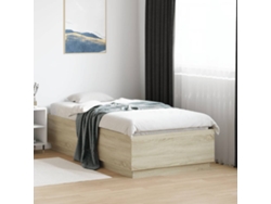 Estructura Cama Con Luces Led Madera Roble Sonoma 90x190 Cm