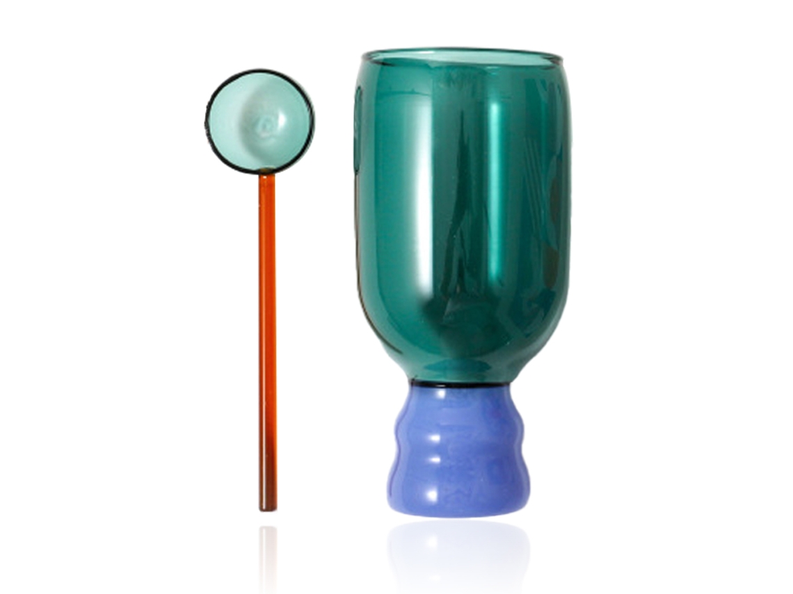 Vaso de Postre de Vidrio con Cuchara, para Helado, Zumos y Ensaladas JEIIBRZUI
