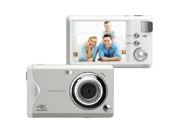 Cámara digital portátil 4K ultradelgada de aluminio, 48 MP, con enfoque automático (blanca)