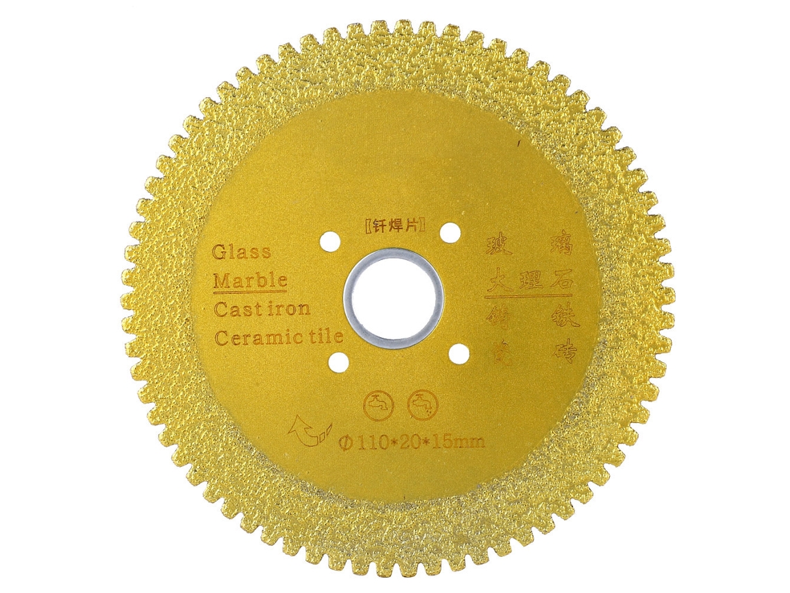 Disco de corte y desbaste de diamante de 110 mm, hoja de sierra bronceada para cerámica, vidrio y piedra.