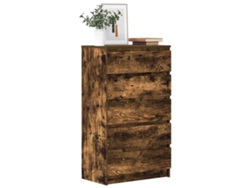 Cómoda De Madera Contrachapada Roble Ahumado 60x36x103 Cm