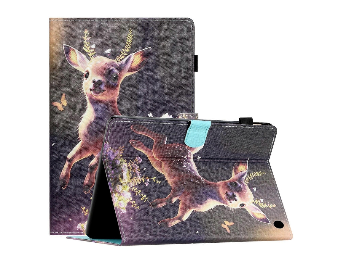Funda de cuero inteligente con diseño colorido y costuras para la tableta Amazon Fire HD 10 2021 Webake