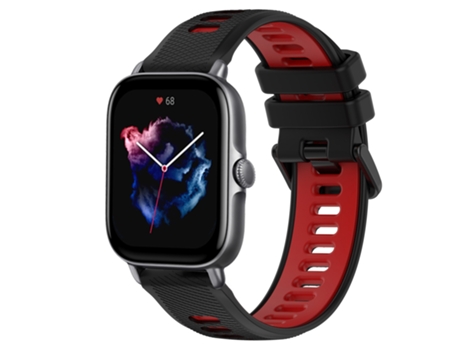 Correa Smartwatch para Amazfit GTS 3 20mm Silicona Bicolor Sport (Negro + Rojo)