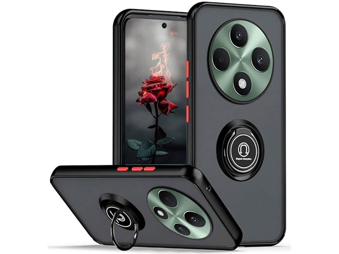 Funda Borde Anillo Giratorio para Oppo Reno 12F 4G / 12 F 5G TUMUNDOSMARTPHONE Negro