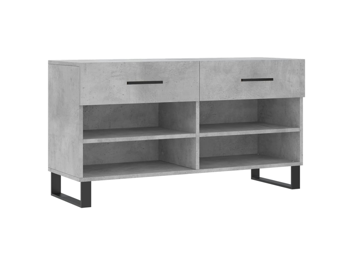 Banco zapatero de madera, color gris cemento, MAISON EXCLUSIVE (102 x 35 x 55 cm)
