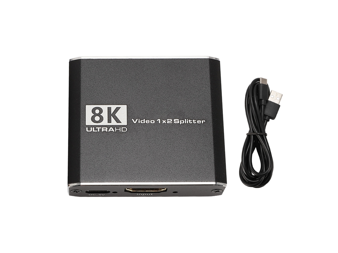 Divisor De Interfaz De Pantalla Hd 8k A 60 Hz Con 1 Entrada Y 2 Salidas Para Ps3 Con Carcasa De Aluminio