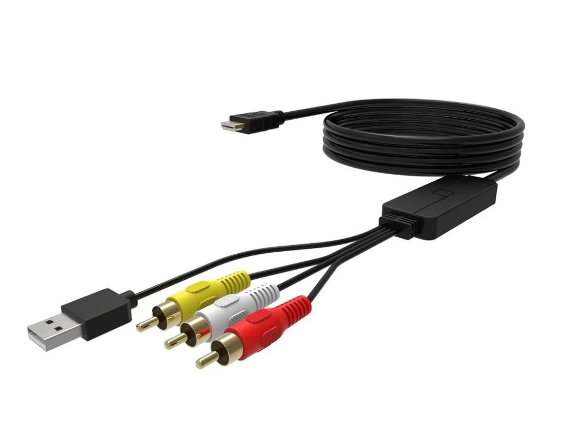 Adaptador convertidor RCA AV compuesto CVBS a HDMI 1080p compatible con PS2/PS3, Xbox, STB, VHS/VCR, Blu-ray, DVD Yizhood