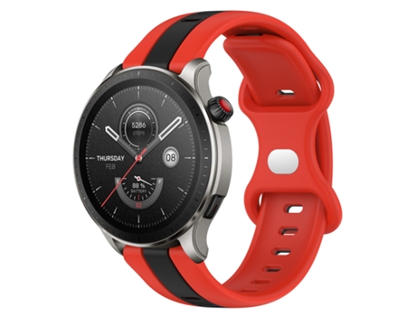 Correa de reloj inteligente para Amazfit GTR 4 Hebilla de mariposa de silicona bicolor de 22 mm (rojo + negro)