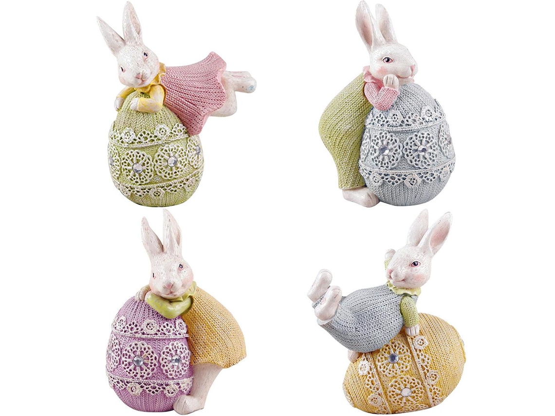 Conejo de Pascua y decoración de huevo de resina
