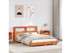 Estructura De Cama Sin Colchón Madera Maciza Marrón 120x190 Cm