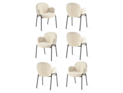 Sillas De Comedor Goeurvant 1235(pack De 6, Beige, Tela)