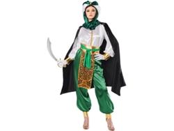 Disfraz de Beduino elegante verde y blanco para mujer