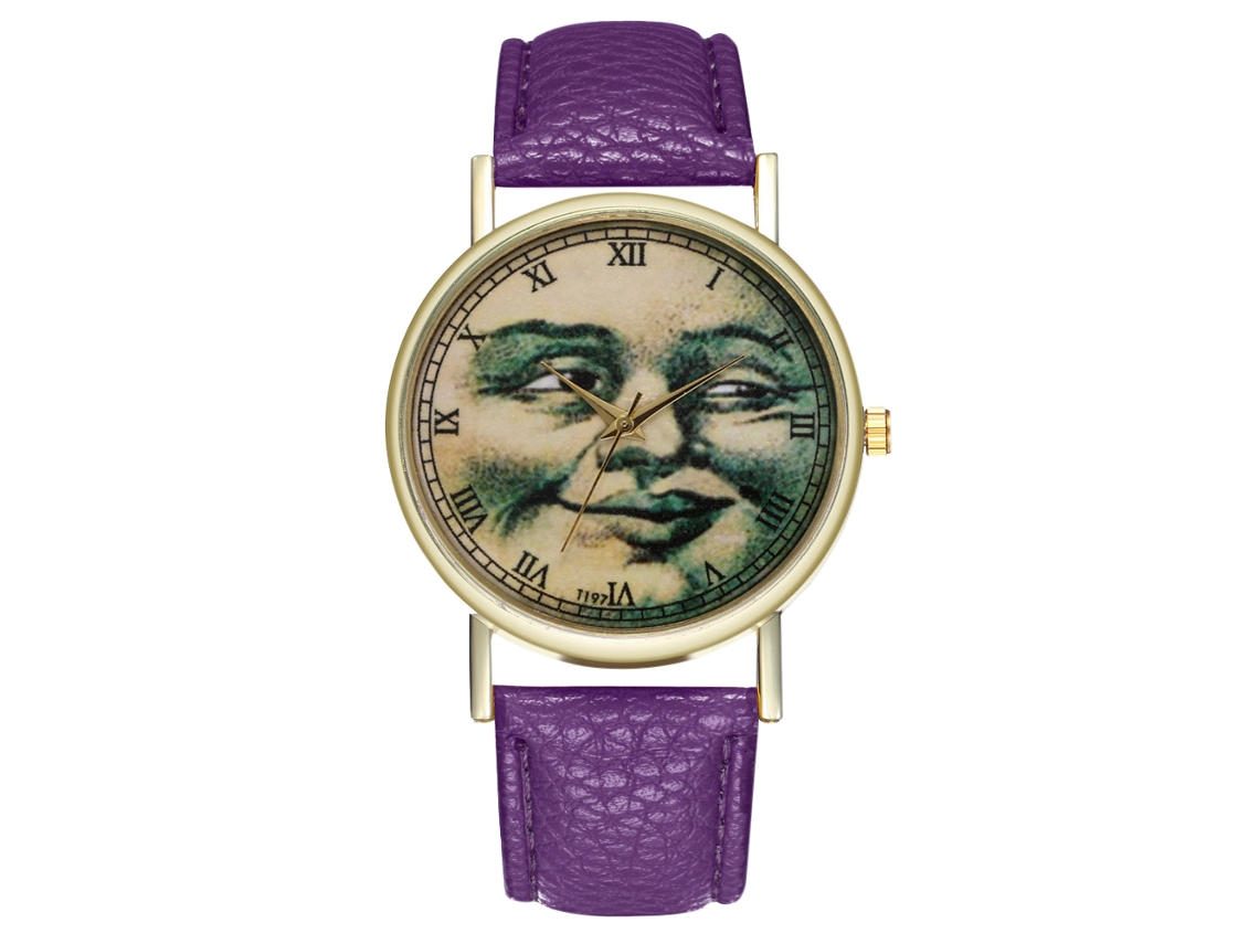 Reloj De Pulsera Analógico De Cuarzo Redondo Para Mujer Y Hombre, Estilo Moderno, Color Morado.