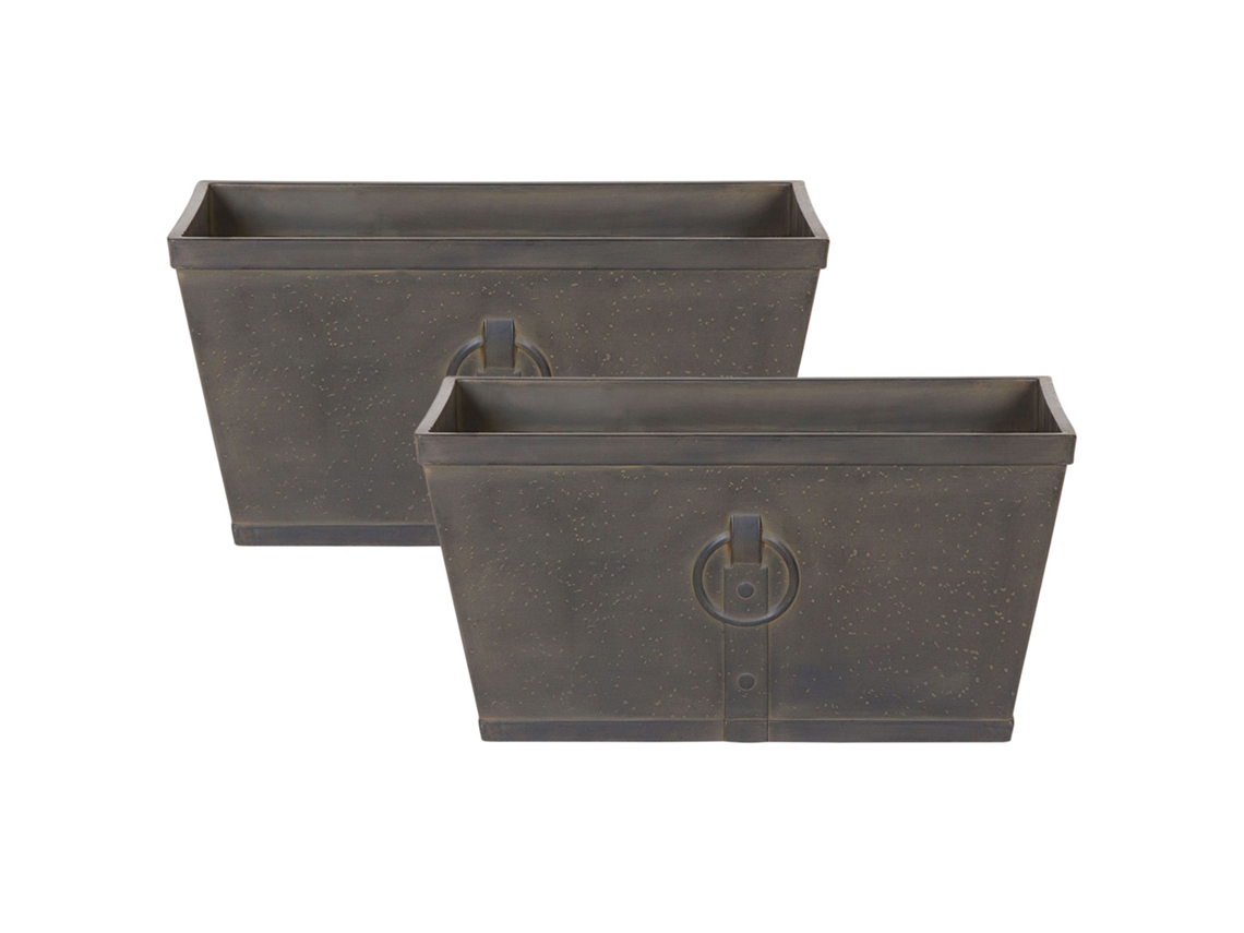 Conjunto de 2 macetas BELIANI Poria de Mezcla de arcilla y fibras Marrón 60x30x30