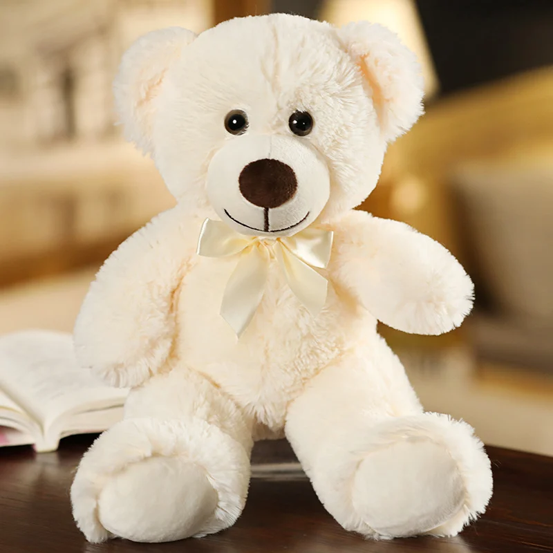 (blanco, 35 Cm) Lindo Y Adorable Peluche De Oso De Dibujos Animados Con Lazo.