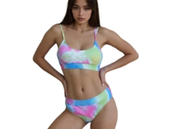 Traje De Baño De Dos Piezas De Talle Alto Para Mujer - Efecto Push-up, Teñido Con Nudos.