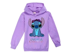 Sudadera Com Capuz Para Crianças Meninos E Meninas Stitch Estampada Manga Comprida Algodão Mistura Casual 7-14 Anos Roxa