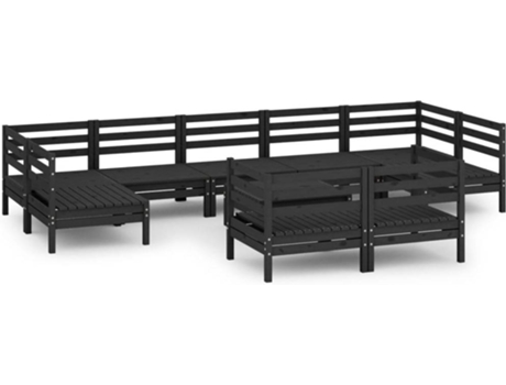 Conjunto 10 de muebles de jardín VIDAXL madera maciza de pino negro