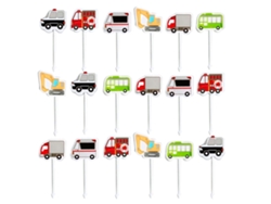 Palillos de dientes con sabor, 18 unidades, reutilizables, con forma de vehículos, ideales para la comida de los niños y como accesorios para la lonchera (Gigikill).