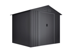 Caseta Metálica de Jardín WASABI Antracita 5,27m2 - 261x202x202cm – 4 Rejillas Anticondensación - Puerta Corredera Doble