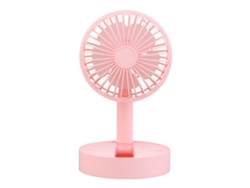 Ventilador de mesa plegable silencioso, potente, color rosa, 3 velocidades.