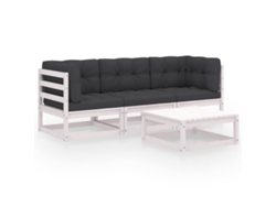 Conjunto de salón de jardín de 4 piezas con cojines de pino macizo Dkd Home Decor